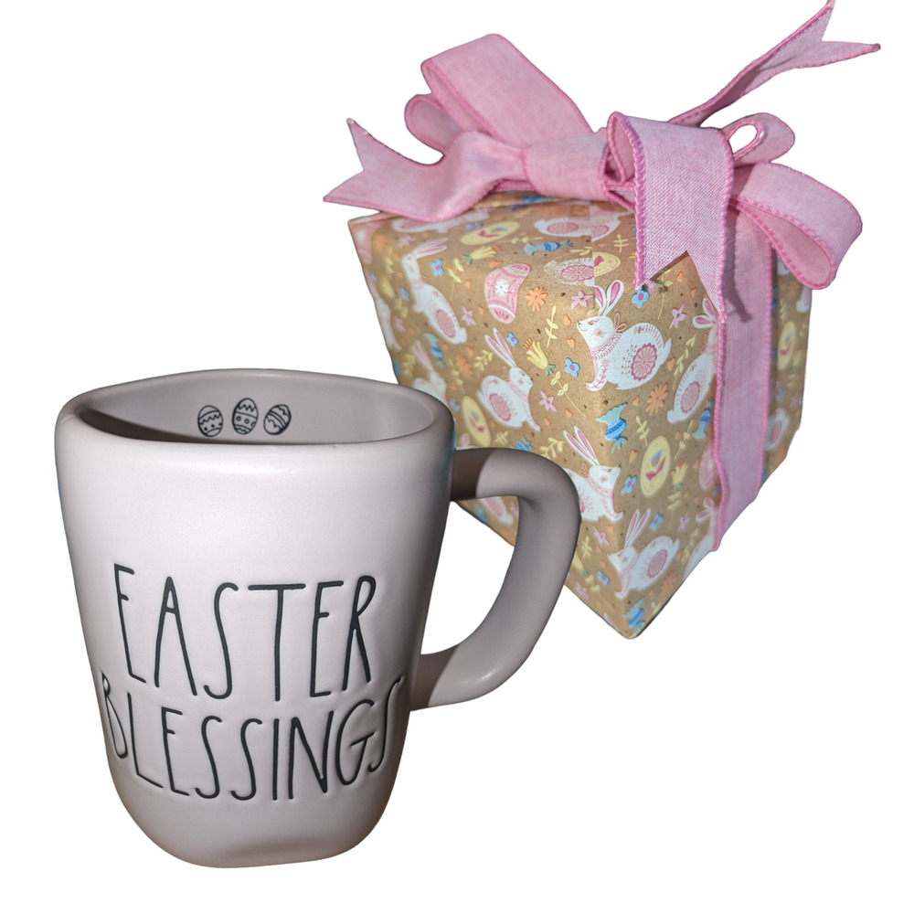 Rae Dunn EASTER BLESSINGS Mug with Three Eggs on the Inside - Gift Wrapped!